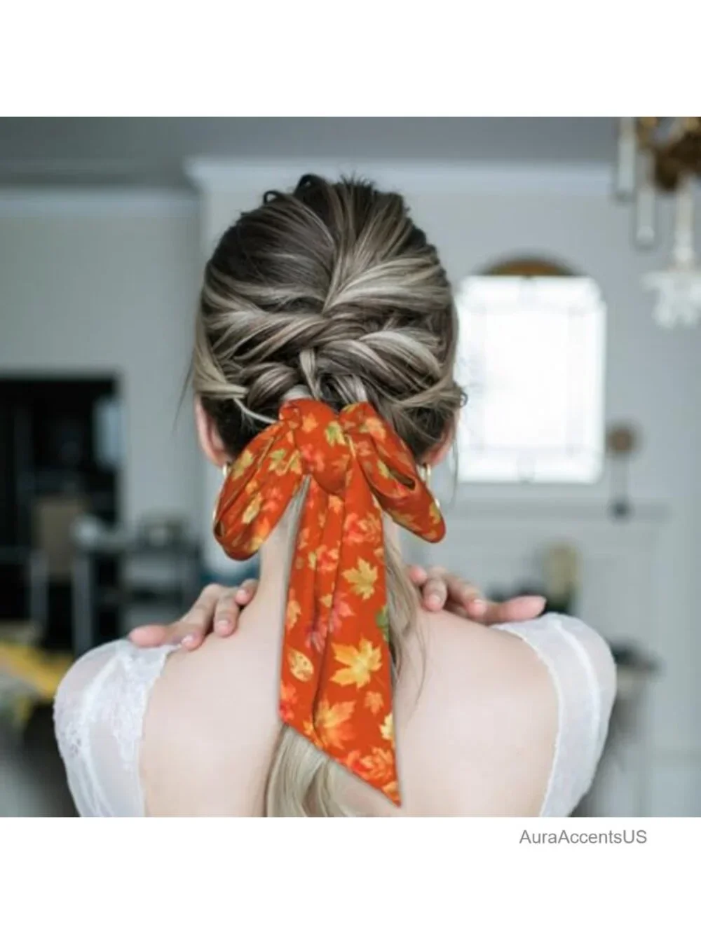 Long Silk Feel Satin Skinny Scarf for Neck Head Hair Ponytail Handbag